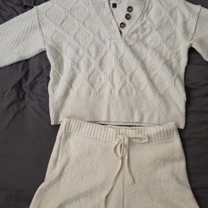 Cream Knit Sweater and Pants Set